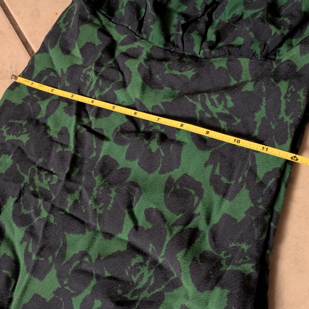 Peter Som Scoop Neck Green Floral Midi Dress Size 0 - Picture 8 of 9